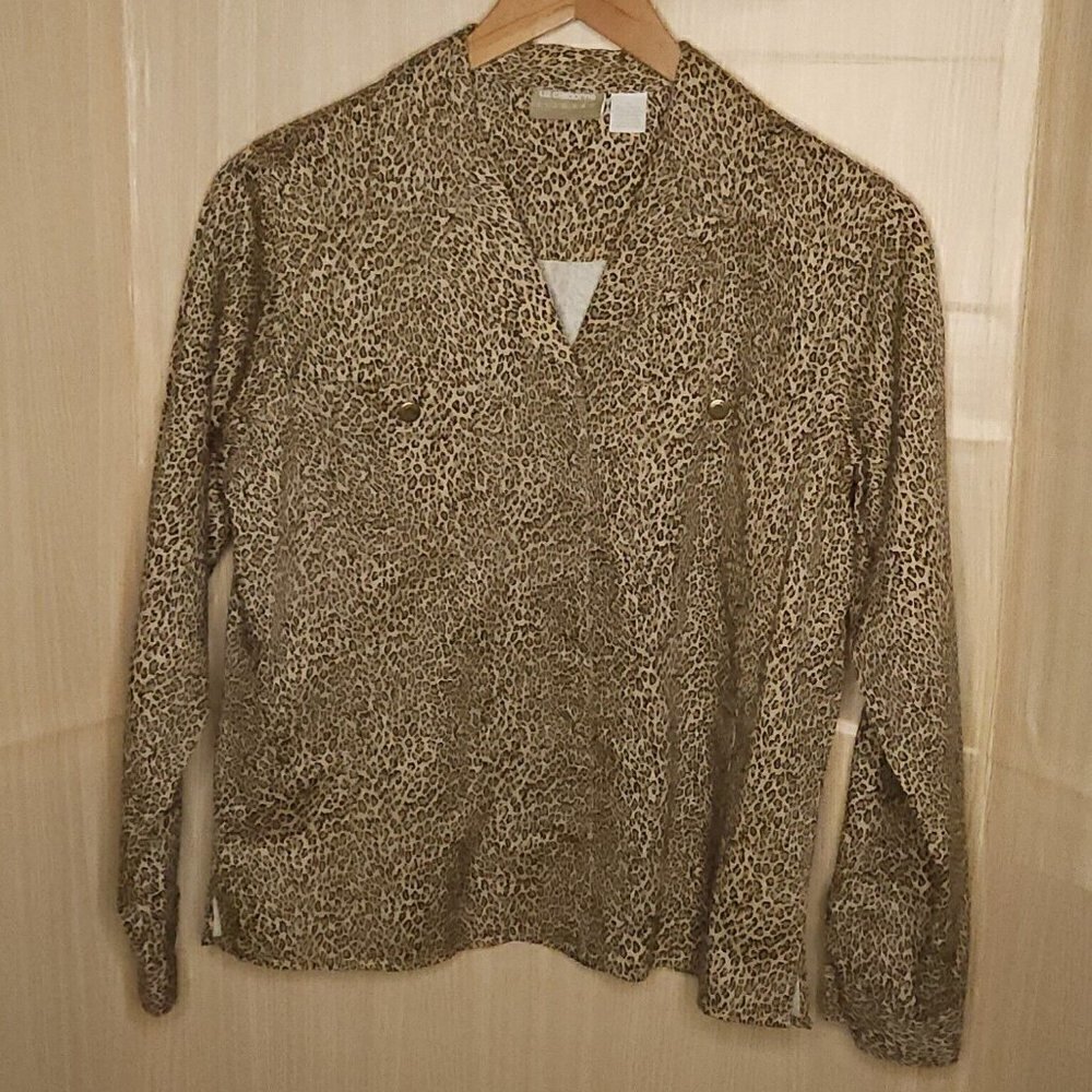 Liz Claiborne Leopard Print Button Down Shirt Or Jacket 10